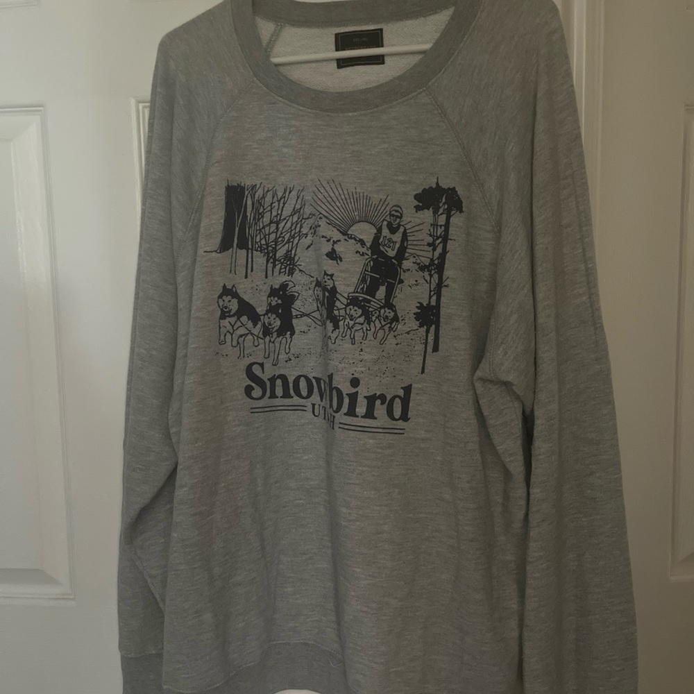 Retrobrand Snowbird Utah Grey Oversized Sweatshirt Size XL Free People